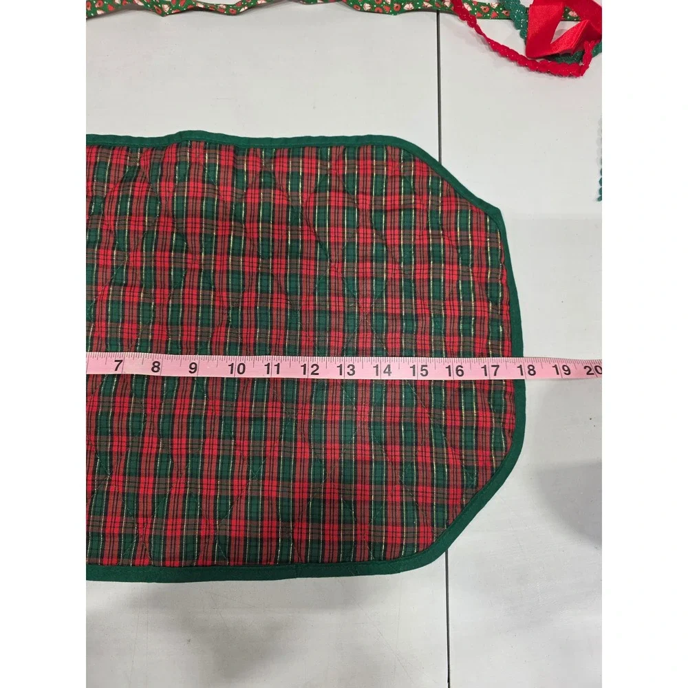 Vintage Christmas Place Mats Cloth Placemats Snowmen Holiday Table Linens Ribbon
